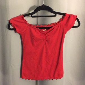 Off the Shoulder Top with Lettuce Hem